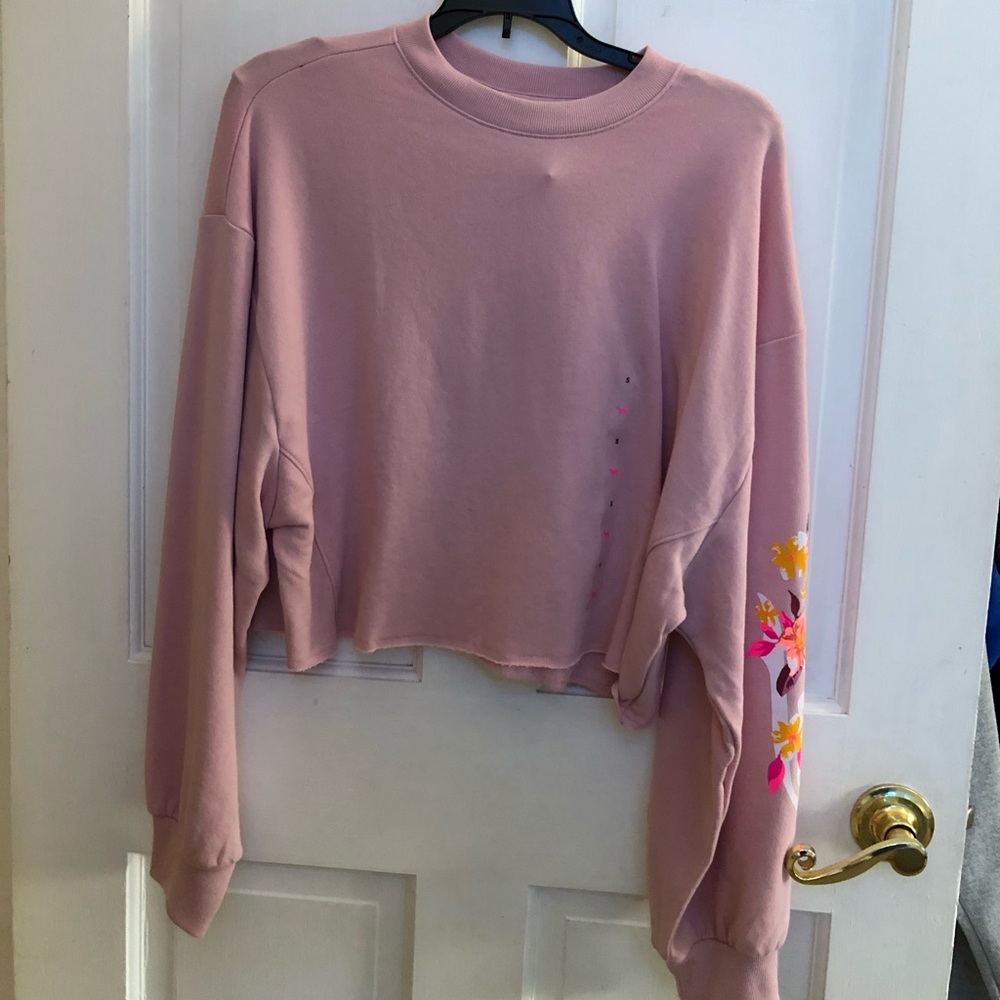 dusty rose cropped crew neck